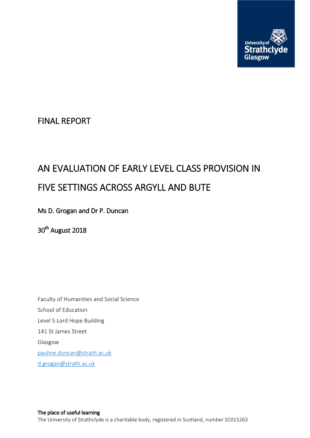 An Evaluation of Early Level Classes in Argyll and Bute