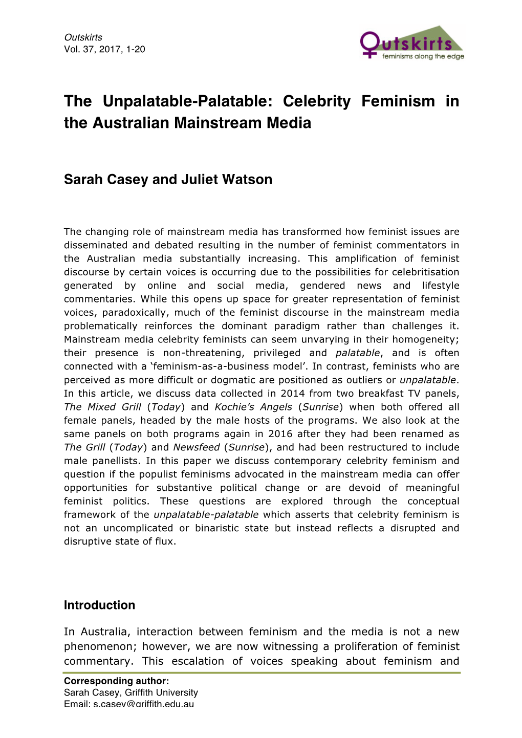 Celebrity Feminism in the Australian Mainstream Media
