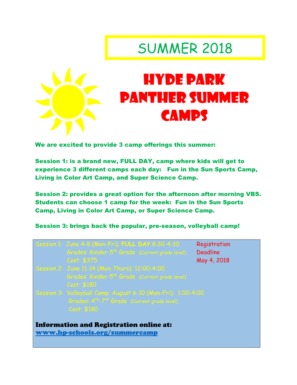 Hyde Park Panther Summer Camps