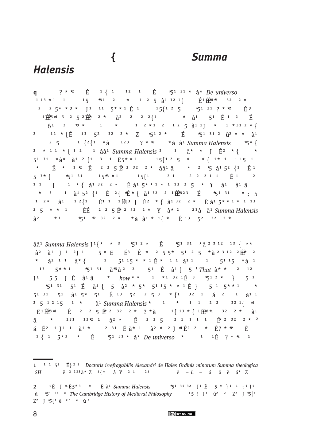 Providence and Causality in the Summa Halensis