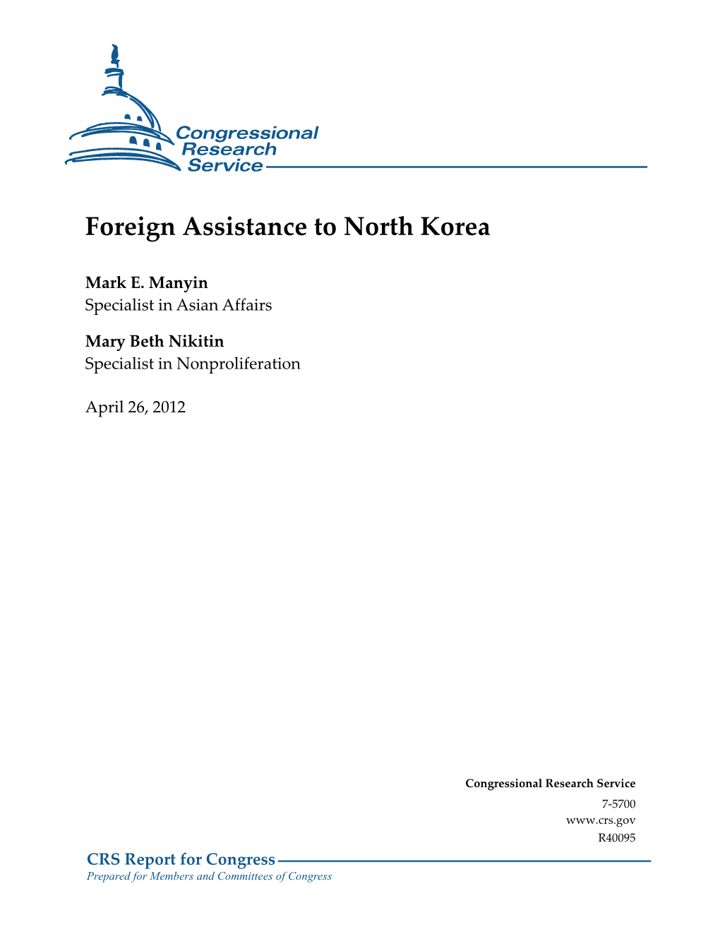 Foreign Assistance to North Korea