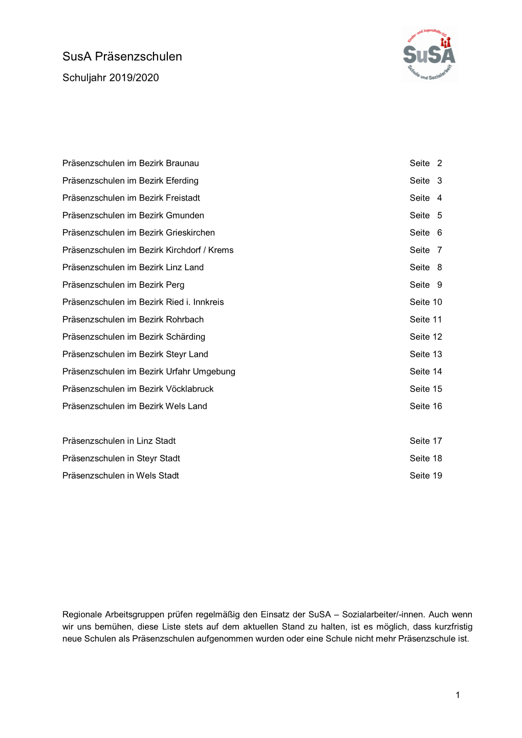 Liste Der Susa-Präsenzschulen