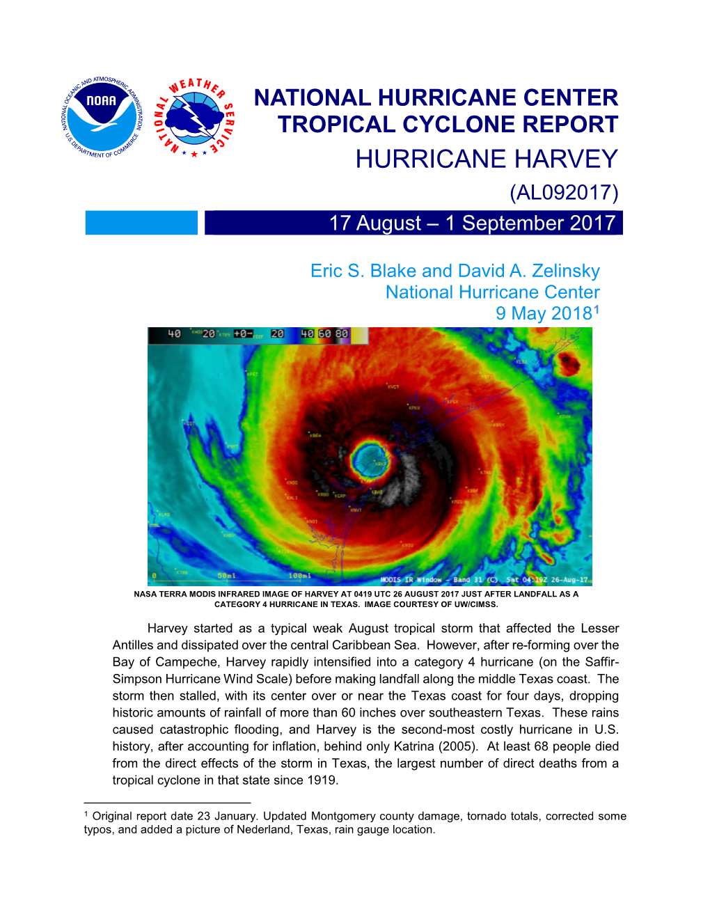 HURRICANE HARVEY (AL092017) 17 August – 1 September 2017