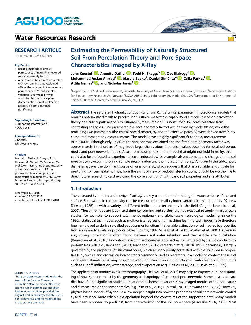 Estimating the Permeability of Naturally Structured Soil From