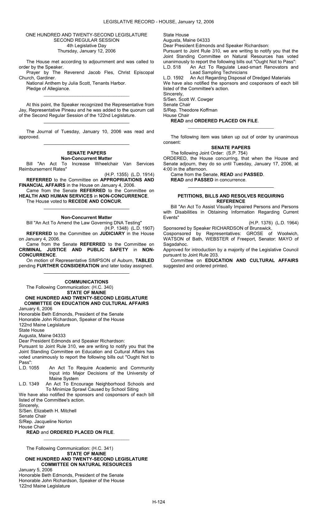 One Hundred and Twenty-Second Legislature s10