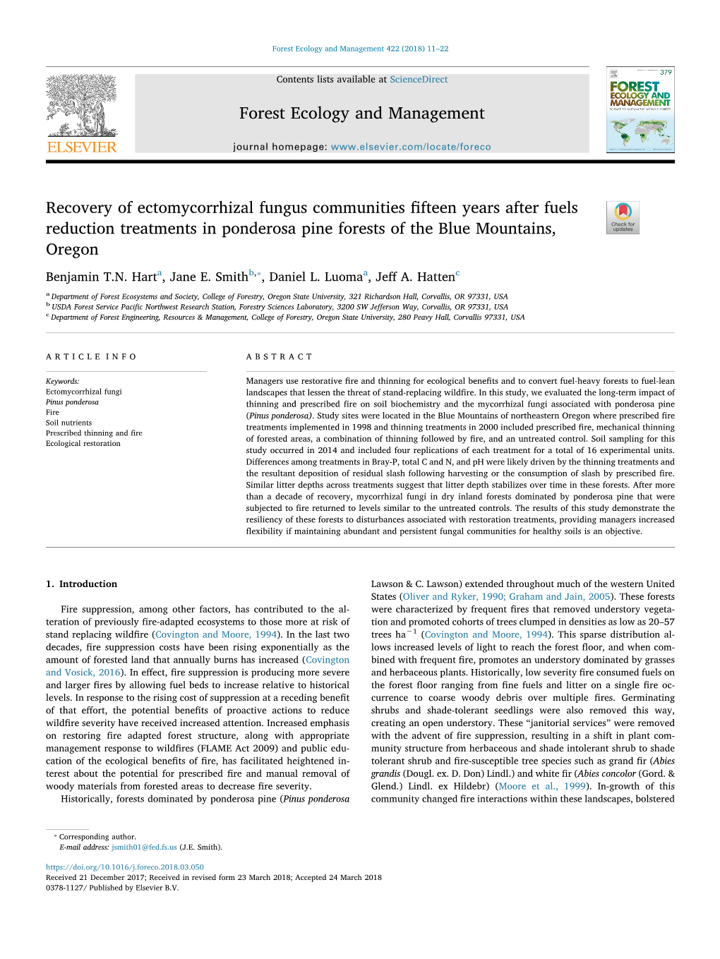 Recovery of Ectomycorrhizal Fungus Communities Fifteen Years After Fuels