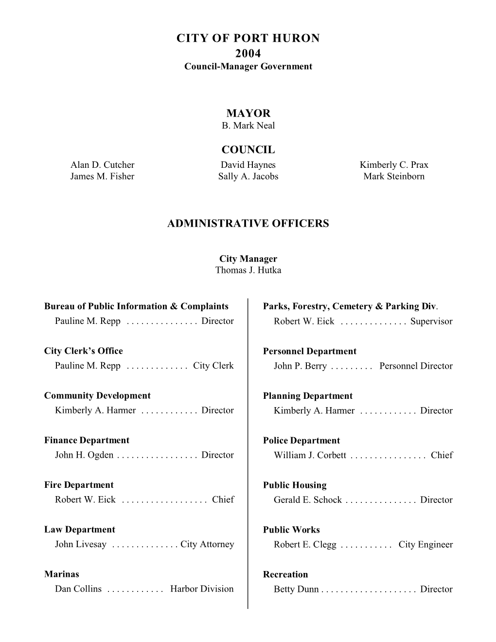 2004 City Council Minutes