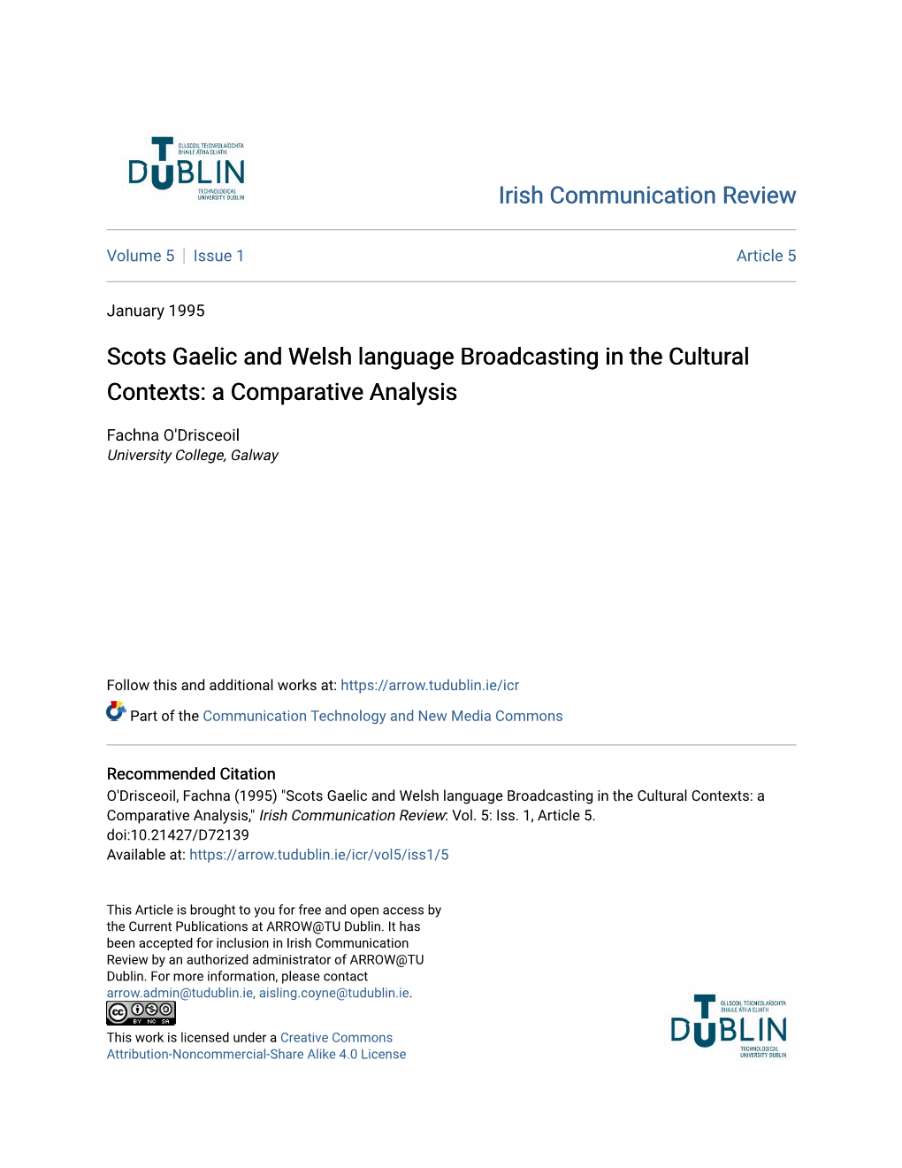 Scots Gaelic and Welsh Language Broadcasting in the Cultural Contexts: a Comparative Analysis