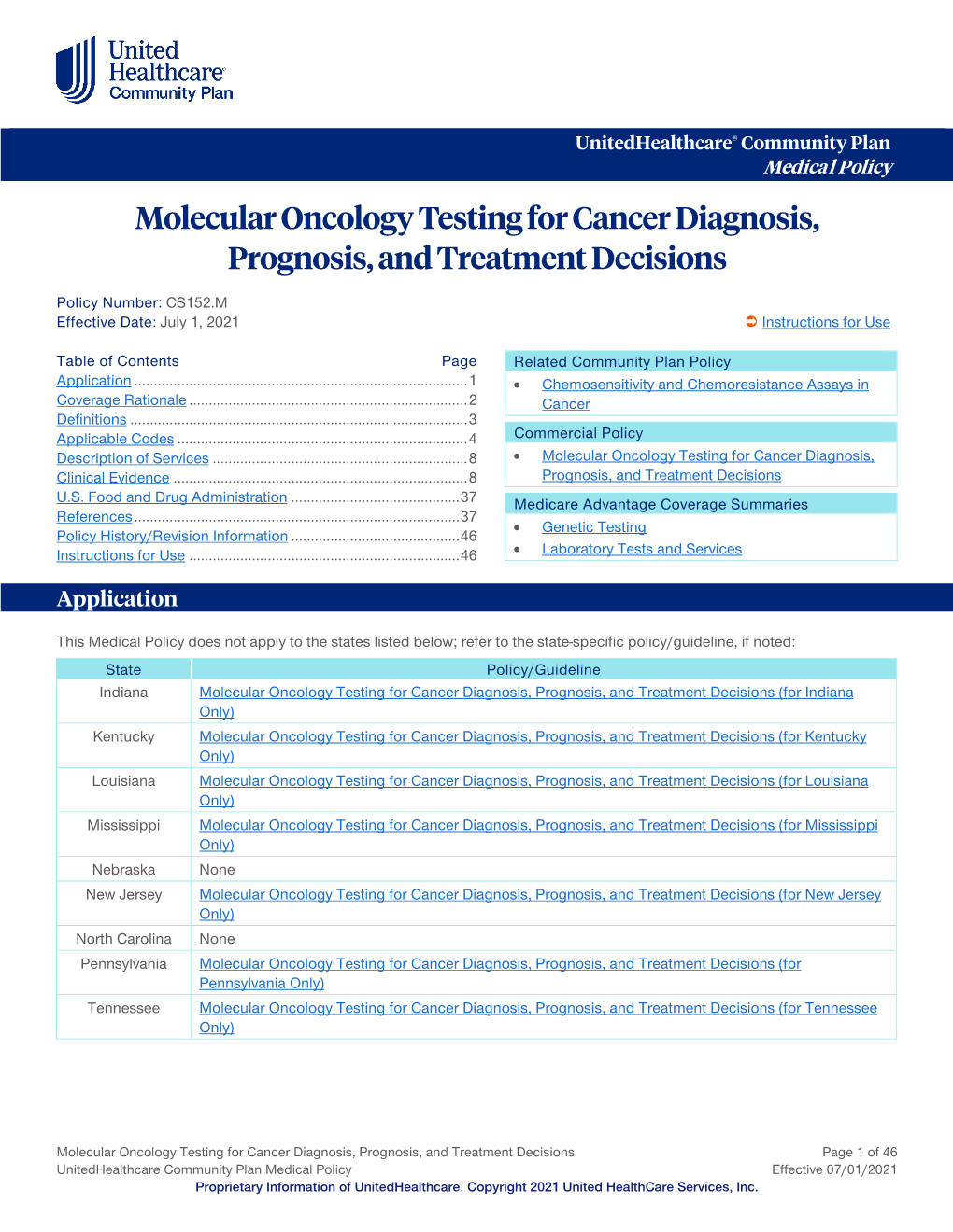 Molecular Oncology Testing for Cancer Diagnosis, Prognosis, and Treatment Decisions