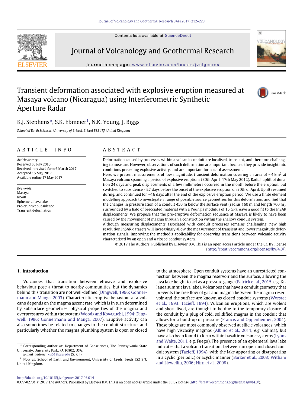 Nicaragua) Using Interferometric Synthetic Aperture Radar