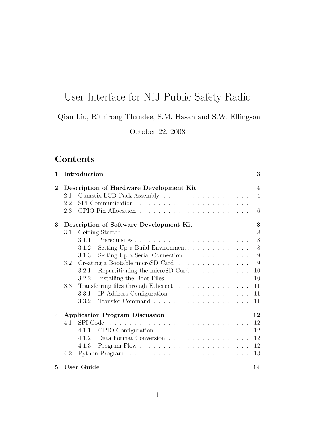 User Interface for NIJ Public Safety Radio