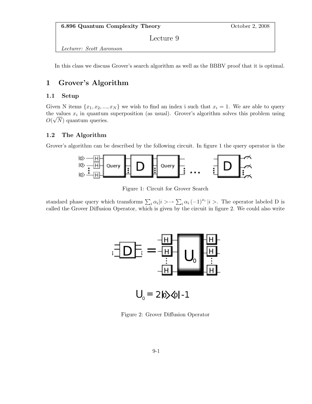 6.845 Quantum Complexity Theory, Lecture 09