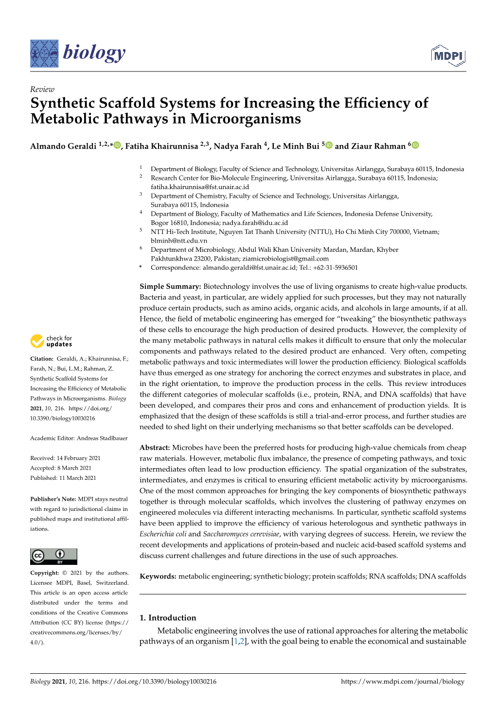 Synthetic Scaffold Systems for Increasing the Efficiency Of