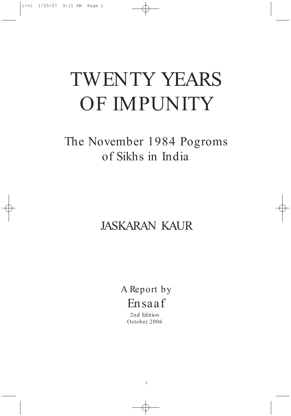 Twenty Years of Impunity