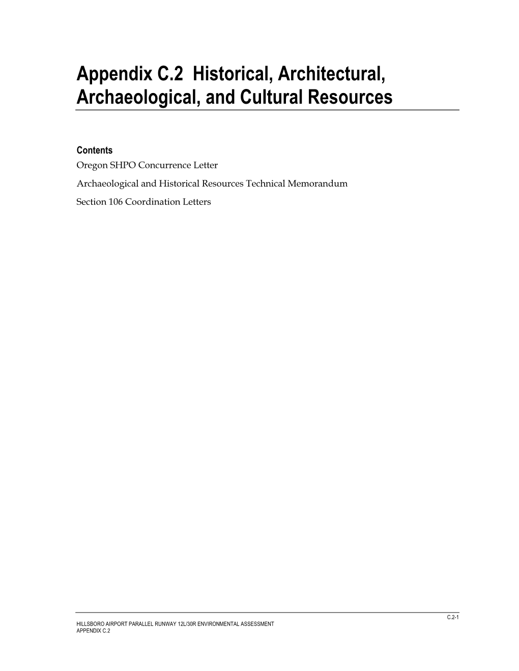 Appendix C.2 Historical, Architectural, Archaeological, and Cultural Resources