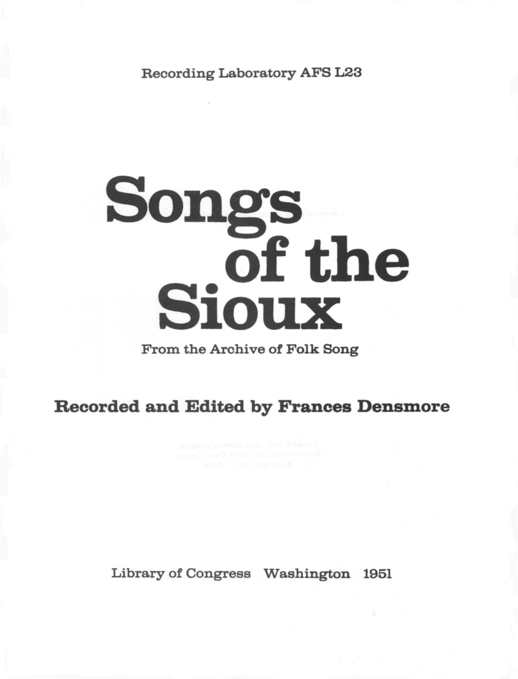 Songs of the Sioux AFS