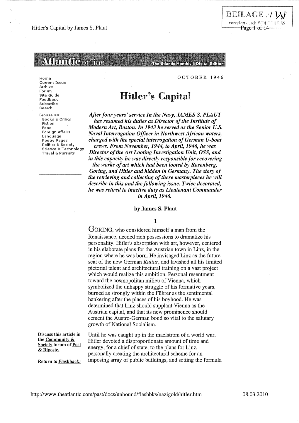 Hitler's Capital by James S