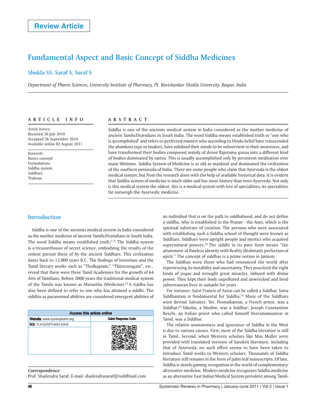 Fundamental Aspect and Basic Concept of Siddha Medicines