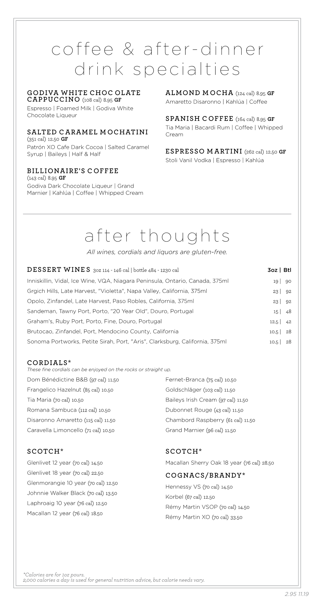 Coffee & After-Dinner Drink Specialties After Thoughts