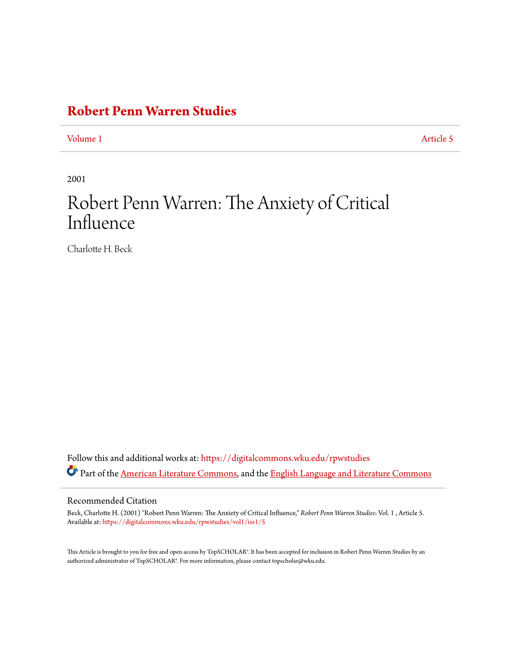 Robert Penn Warren Studies