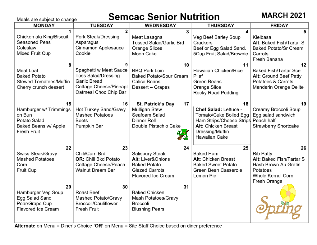 Semcac Senior Nutrition