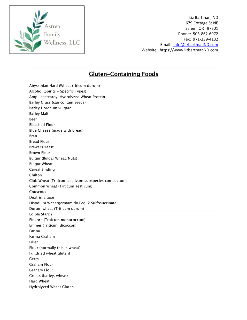 Gluten-Containing Foods