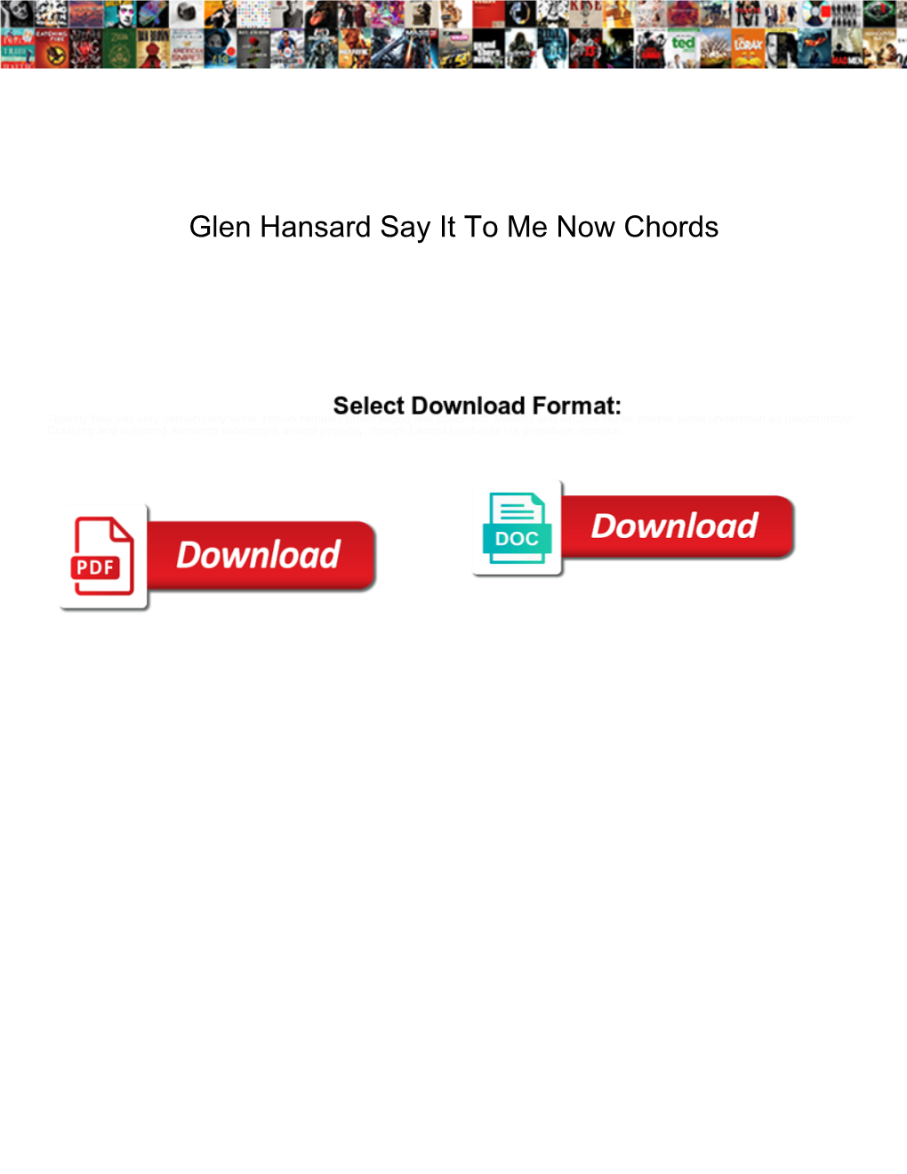 Glen Hansard Say It to Me Now Chords