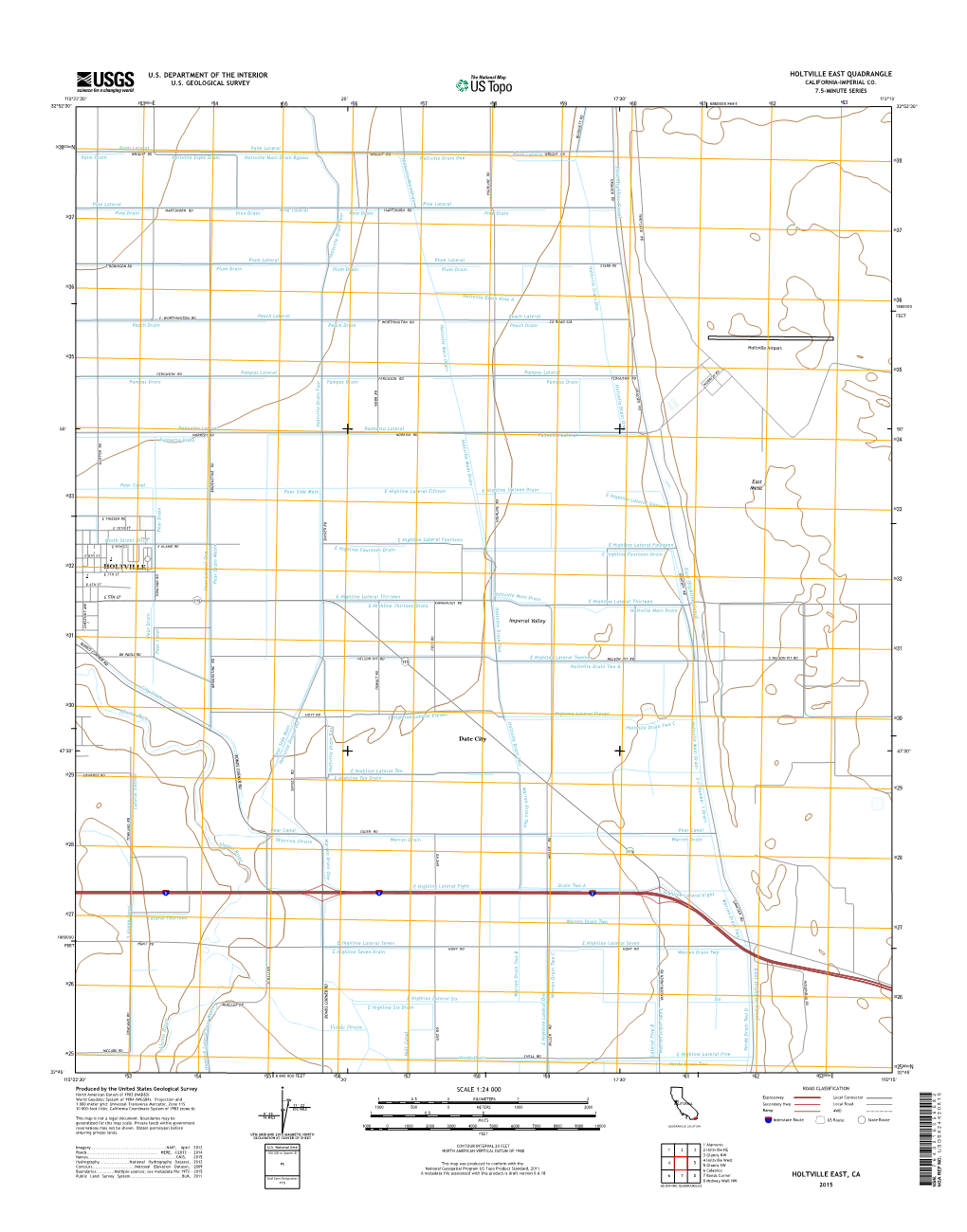 USGS 7.5-Minute Image Map for Holtville East, California