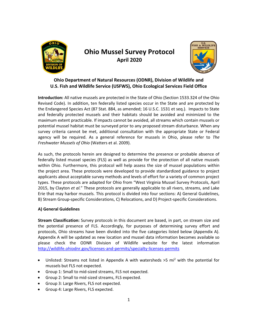 Ohio Mussel Survey Protocol April 2020