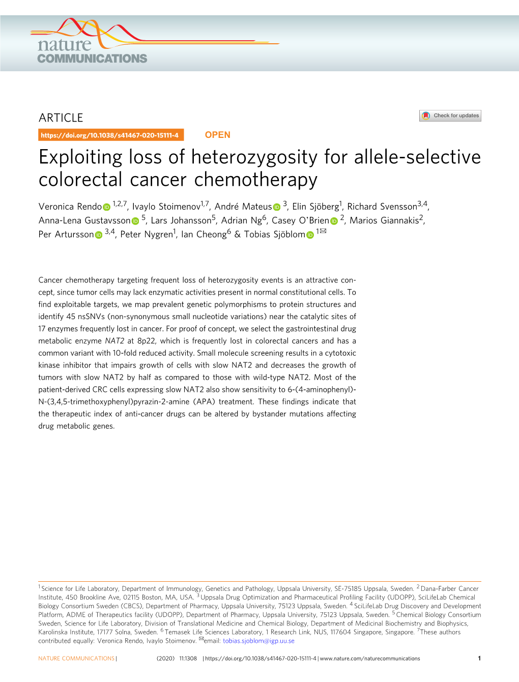 Exploiting Loss of Heterozygosity for Allele-Selective Colorectal Cancer Chemotherapy