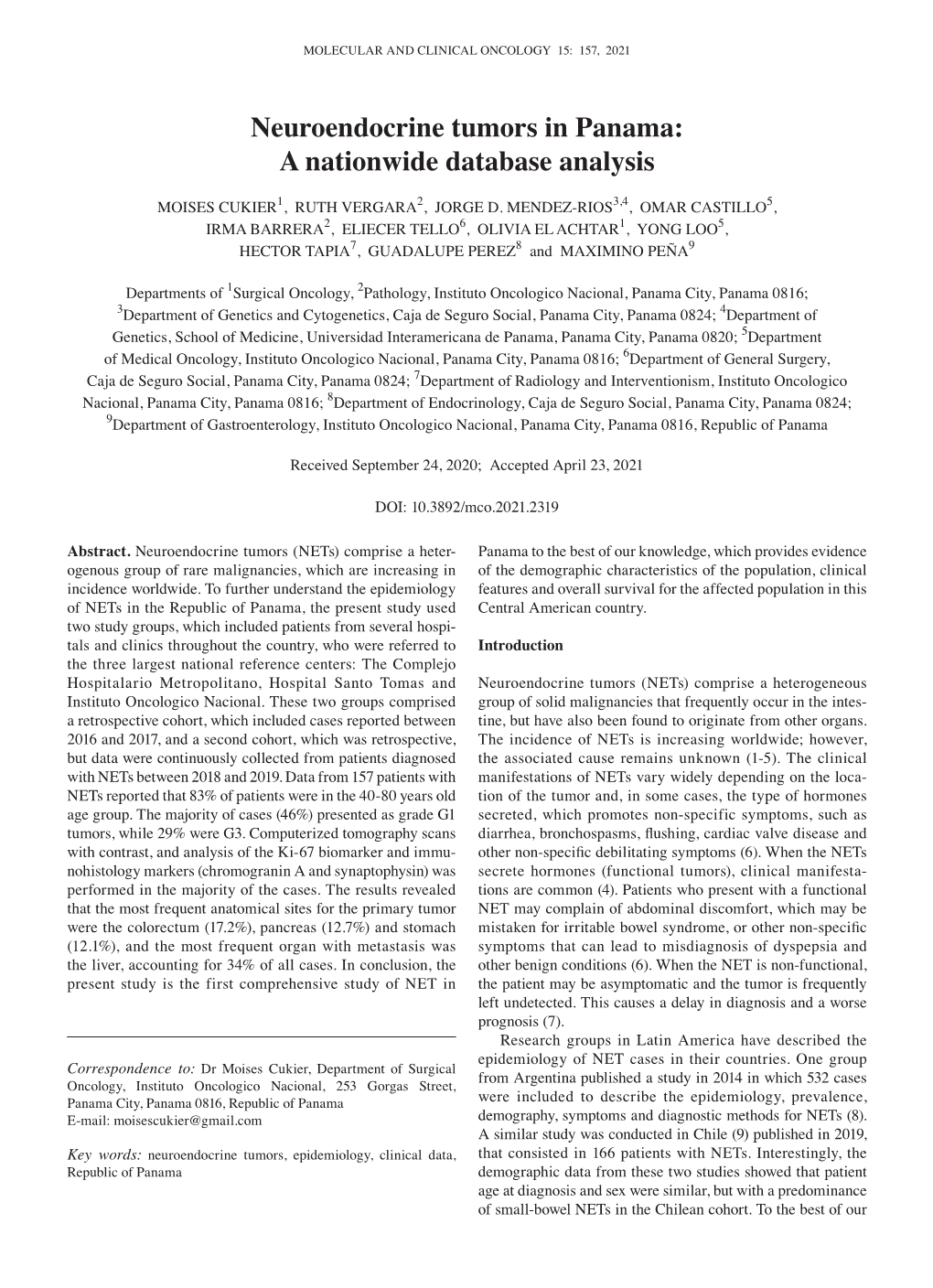 Neuroendocrine Tumors in Panama: a Nationwide Database Analysis