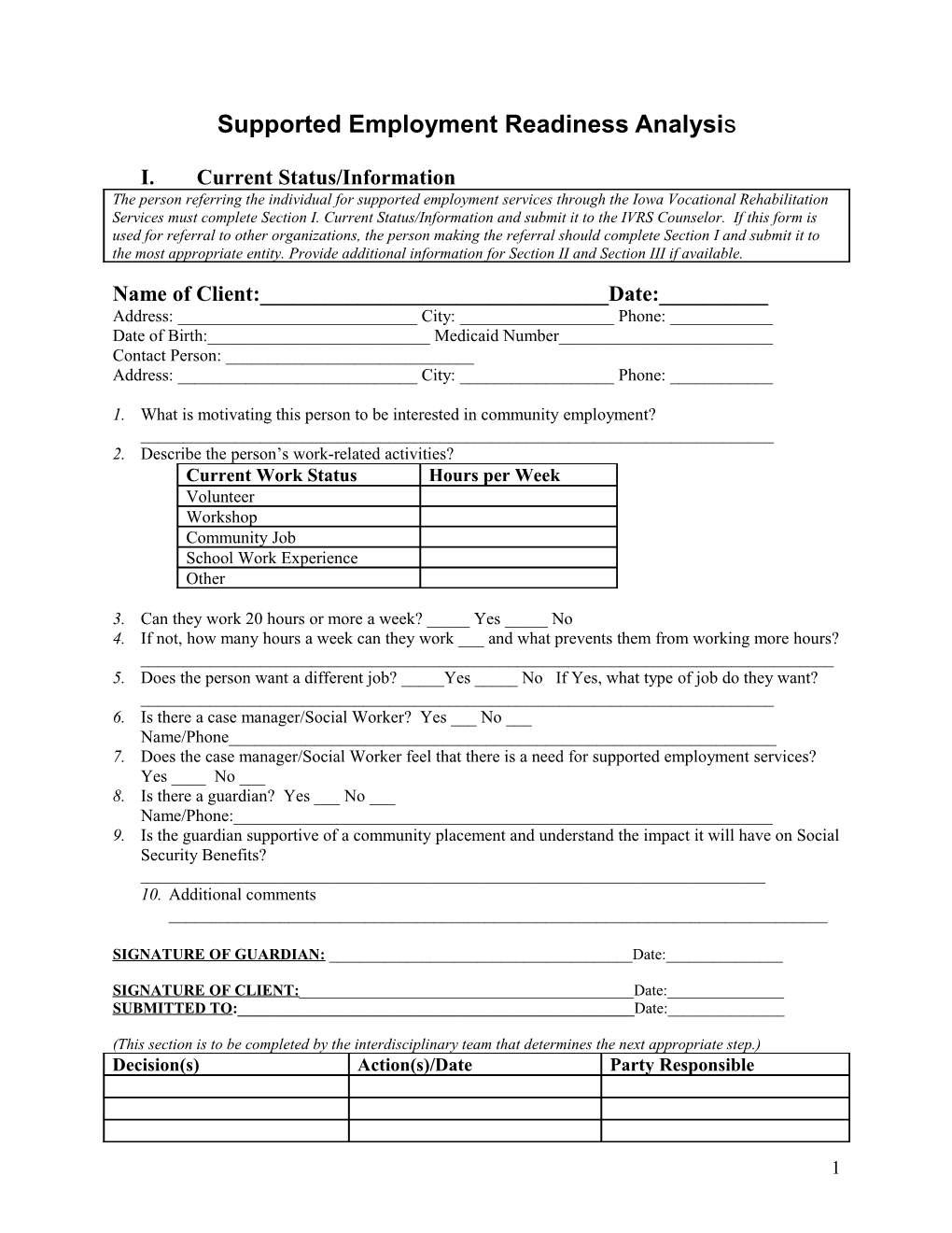 Supported Employment Readiness Analysis s1