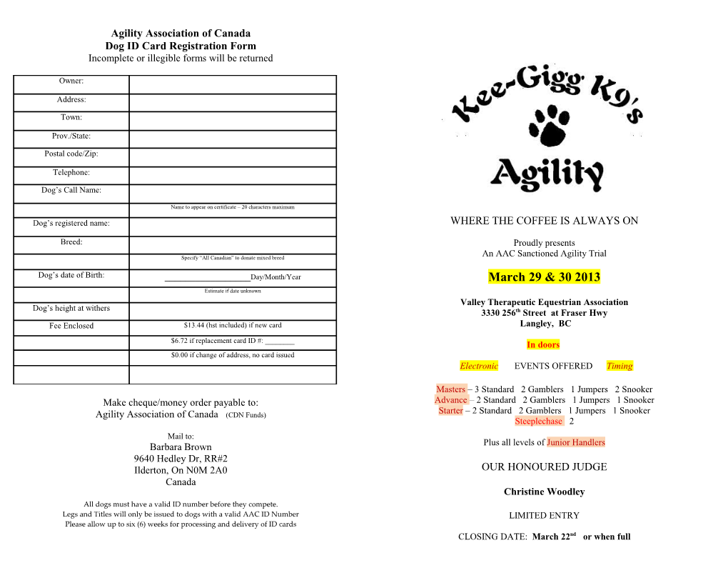 Dog ID Card Registration Form