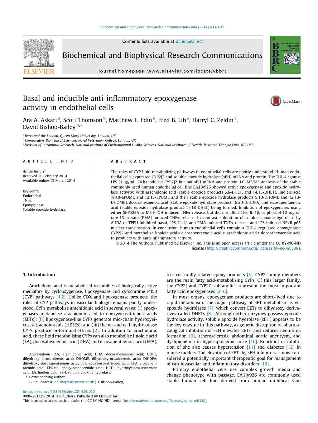 Basal and Inducible Anti-Inflammatory Epoxygenase Activity in Endothelial Cells