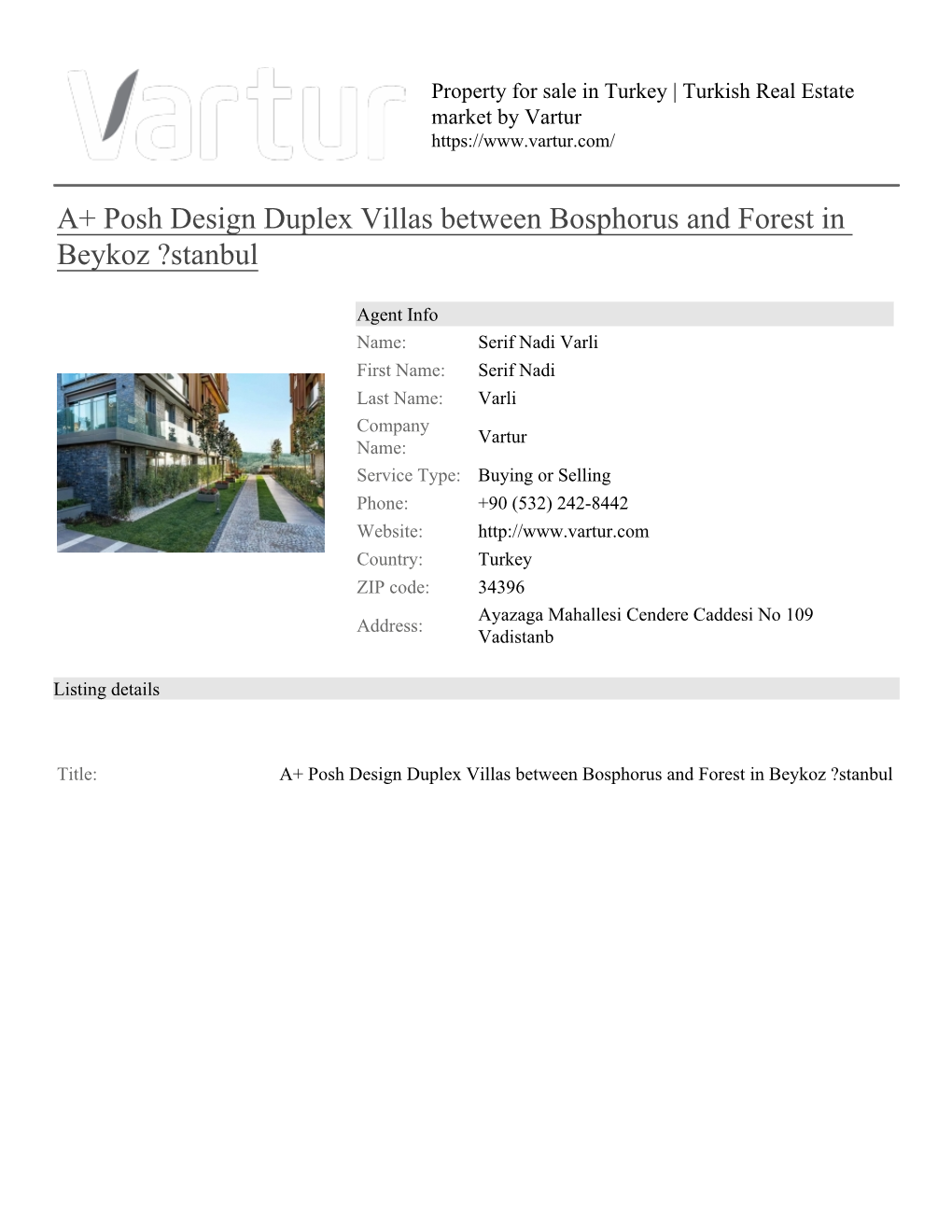 A+ Posh Design Duplex Villas Between Bosphorus and Forest in Beykoz ?Stanbul