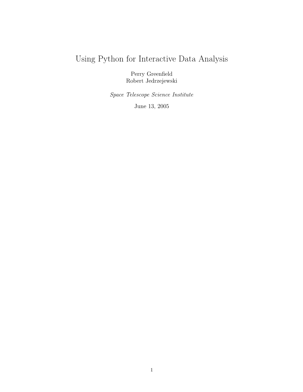 Using Python for Interactive Data Analysis