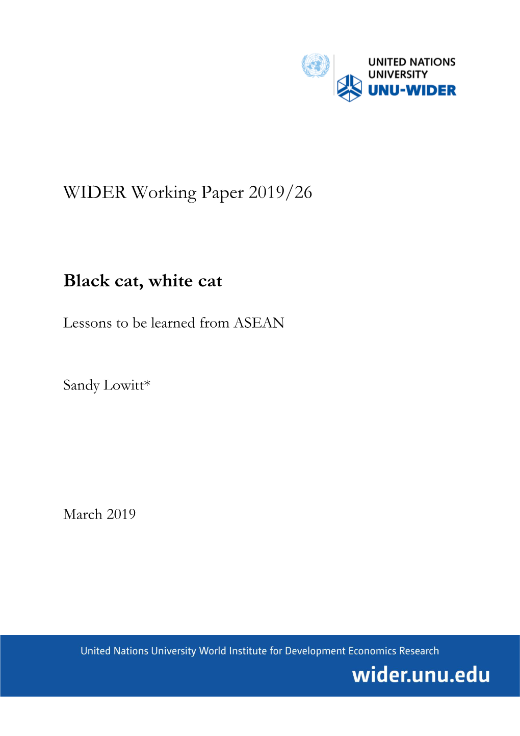 WIDER Working Paper 2019/26 Black Cat, White