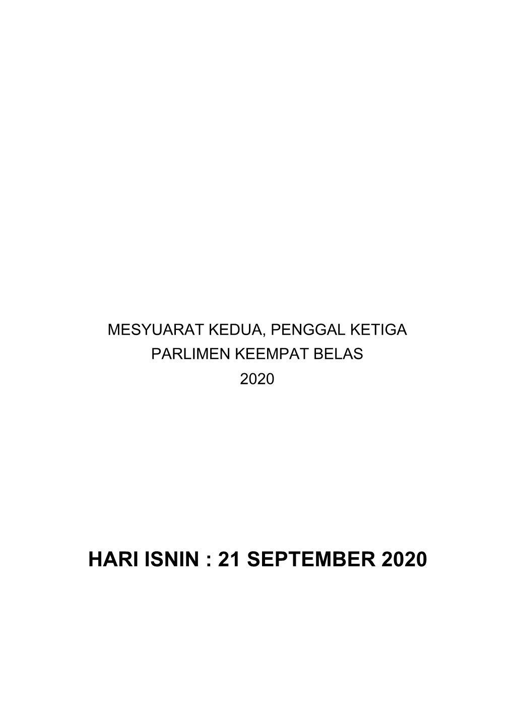 Hari Isnin : 21 September 2020 No Soalan: 1