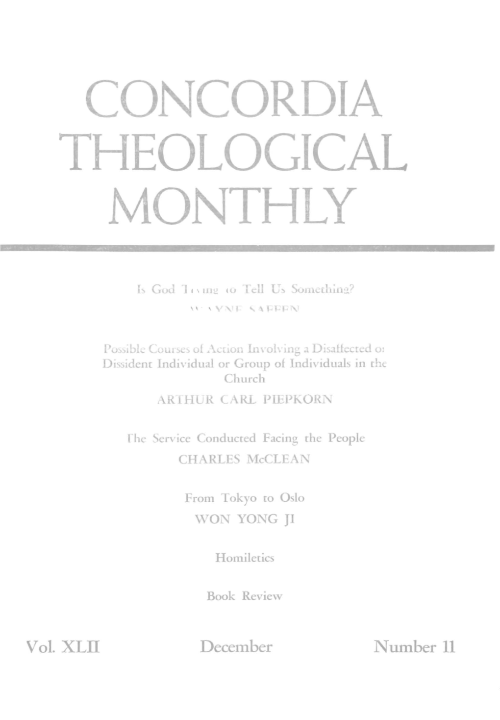 Concordia Theological Monthly