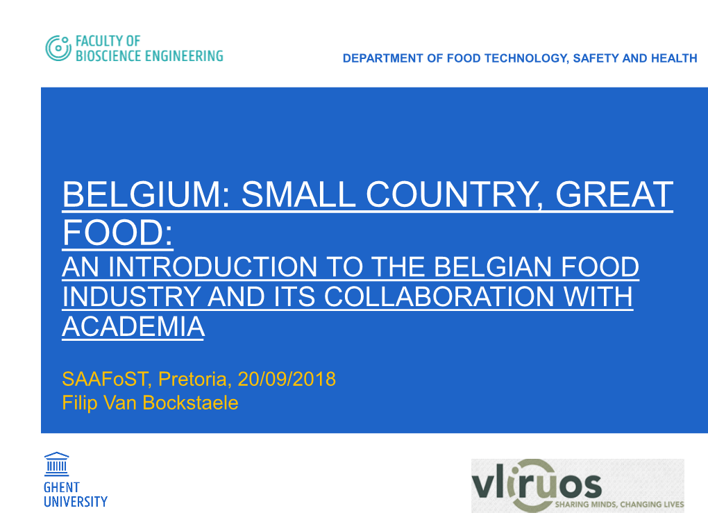 An Introduction to the Belgian Food Industry and Its Collaboration with Academia