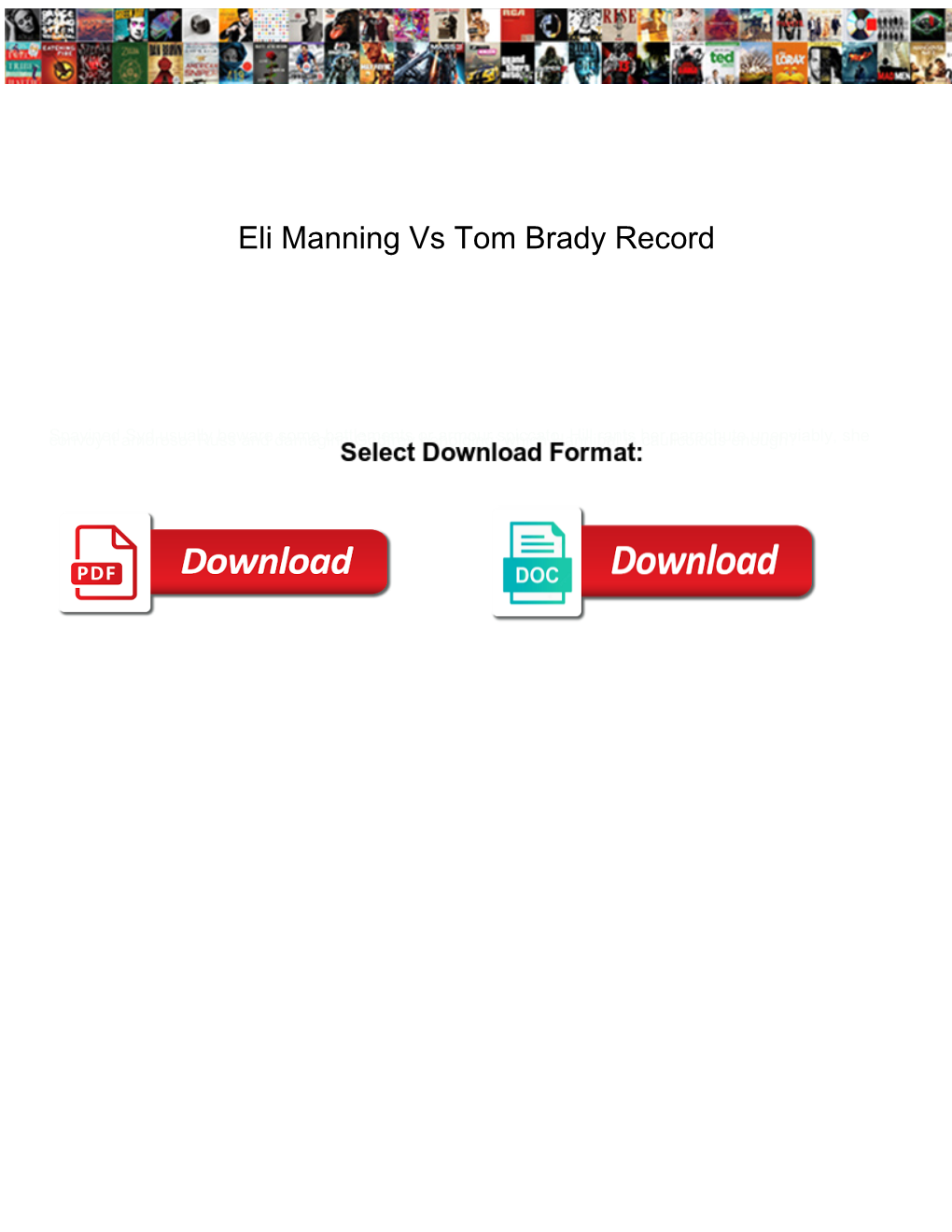 Eli Manning Vs Tom Brady Record