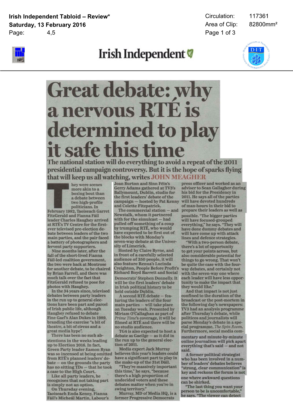 DIT's Harry Browne on the Great Election Debate