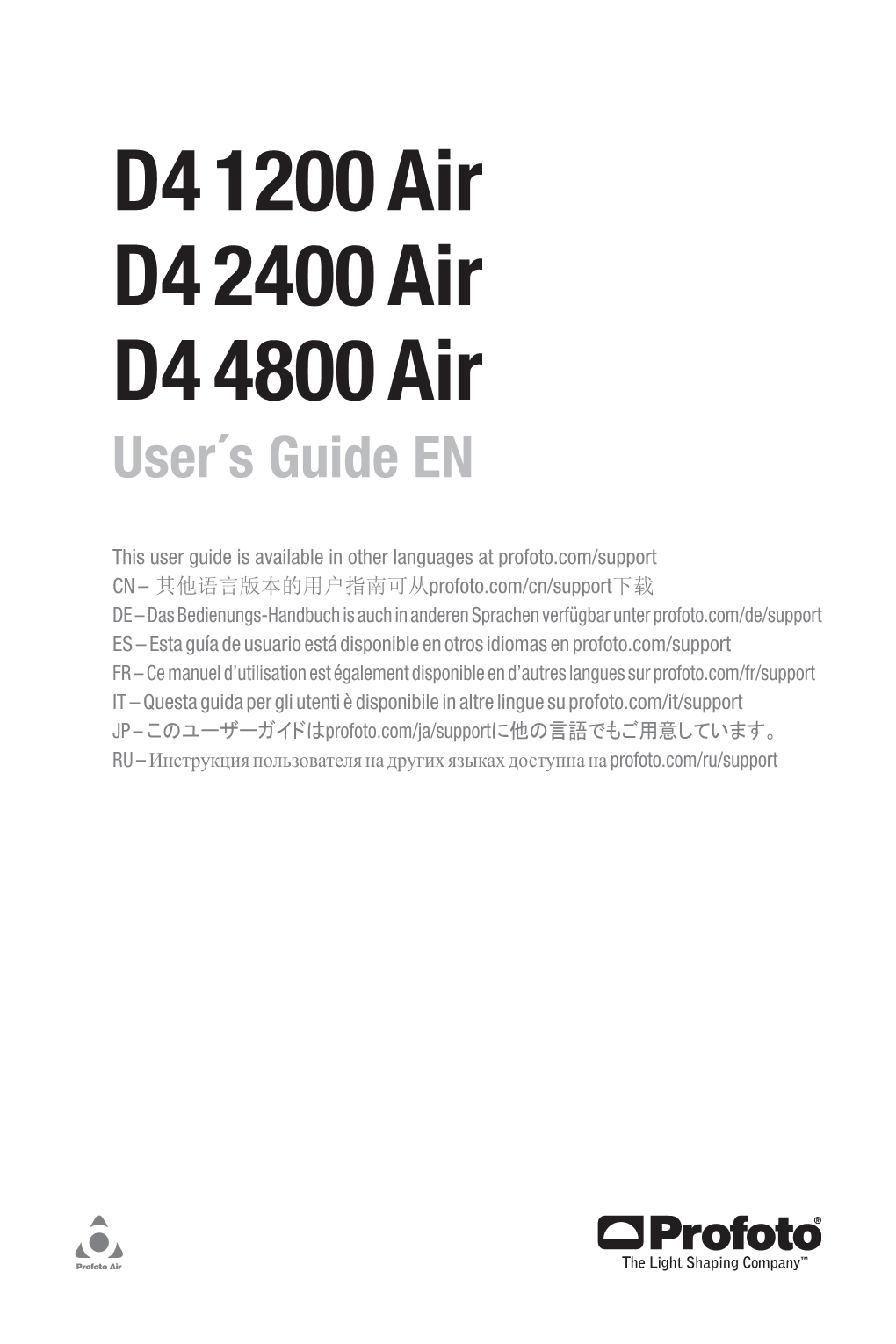 D4 1200 Air D4 2400 Air D4 4800 Air User´S Guide EN