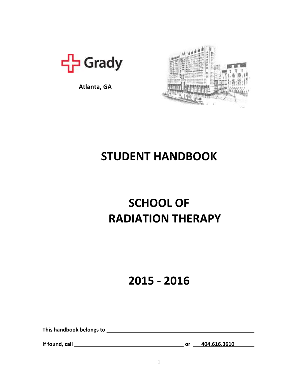Student Handbook School of Radiation Therapy 2015