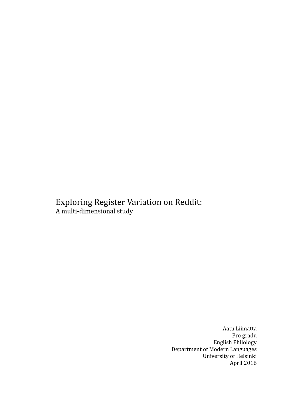 Exploring Register Variation on Reddit: a Multi-Dimensional Study