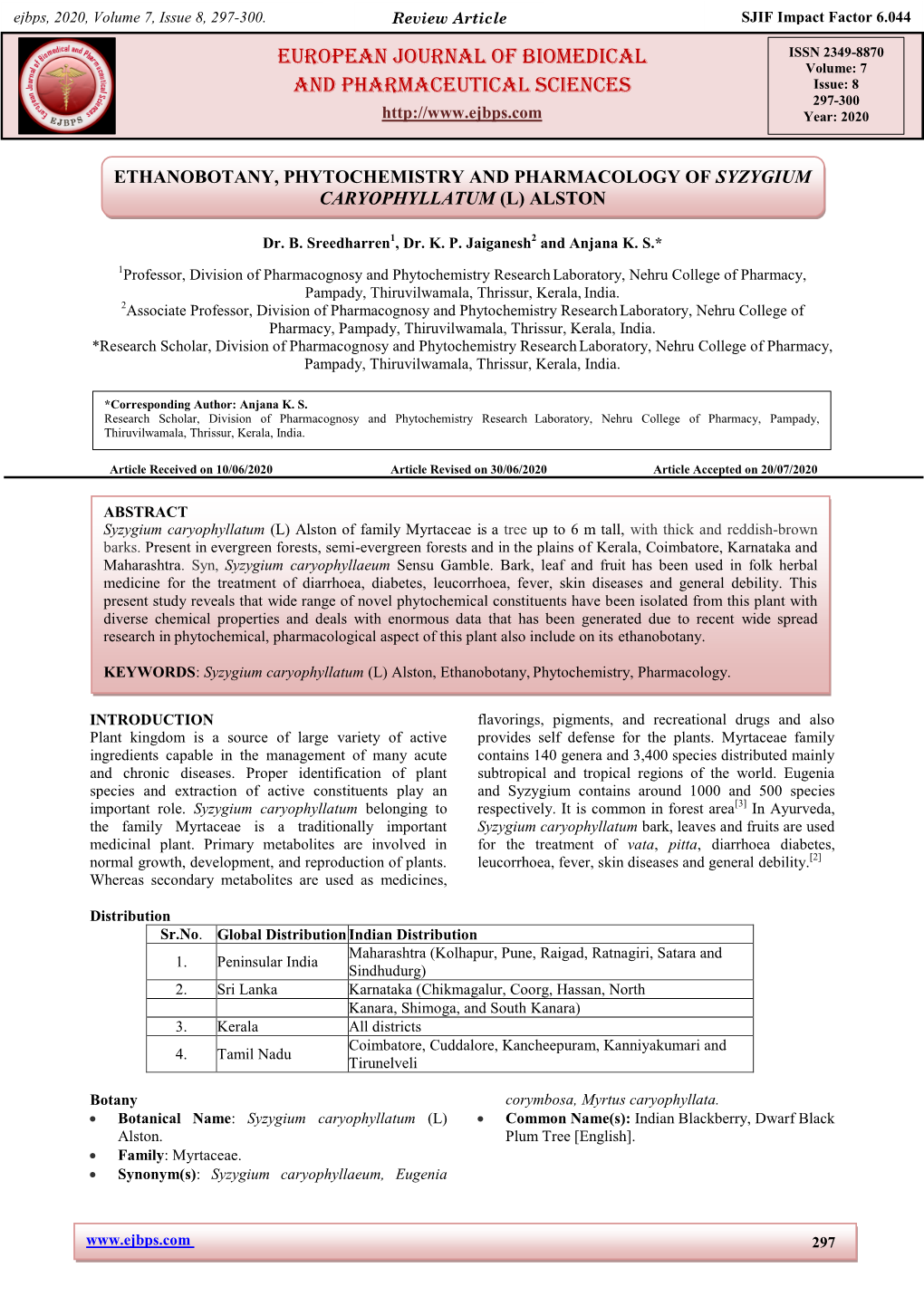 European Journal of Biomedical and Pharmaceutical Sciences