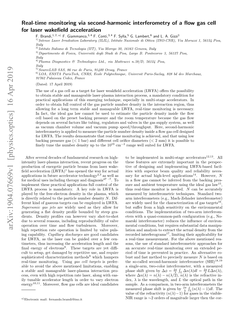 Arxiv:1904.07669V1 [Physics.Optics] 16 Apr 2019 Ihrptto Aeoeaini Iie Yvlepuls- Valve by Moreover, Limited Is Capability