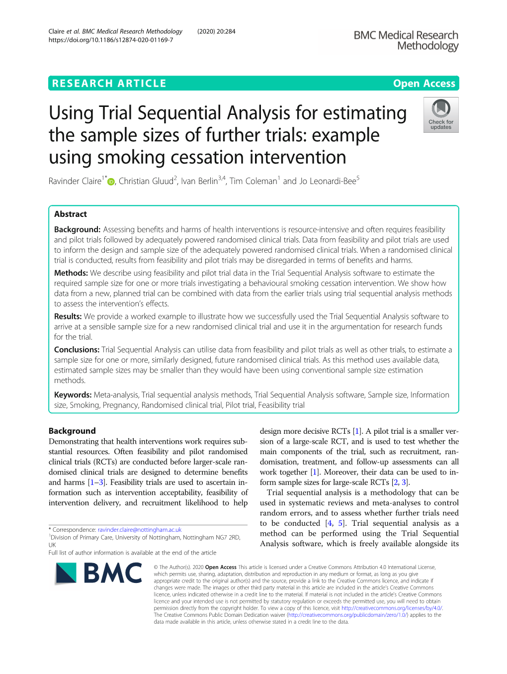 Using Trial Sequential Analysis For