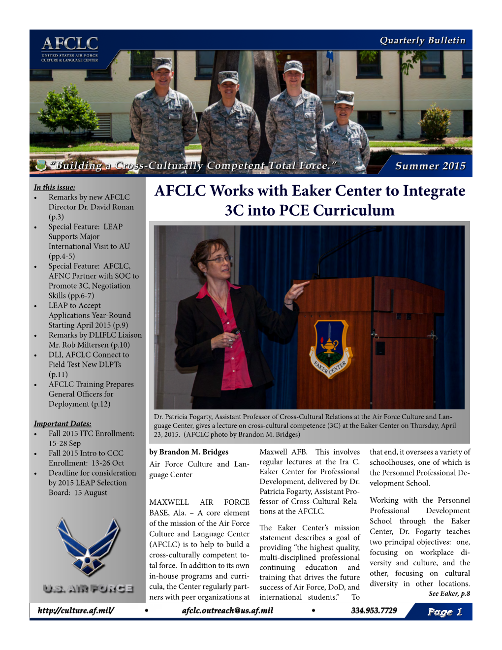 AFCLC Works with Eaker Center to Integrate 3C Into PCE Curriculum