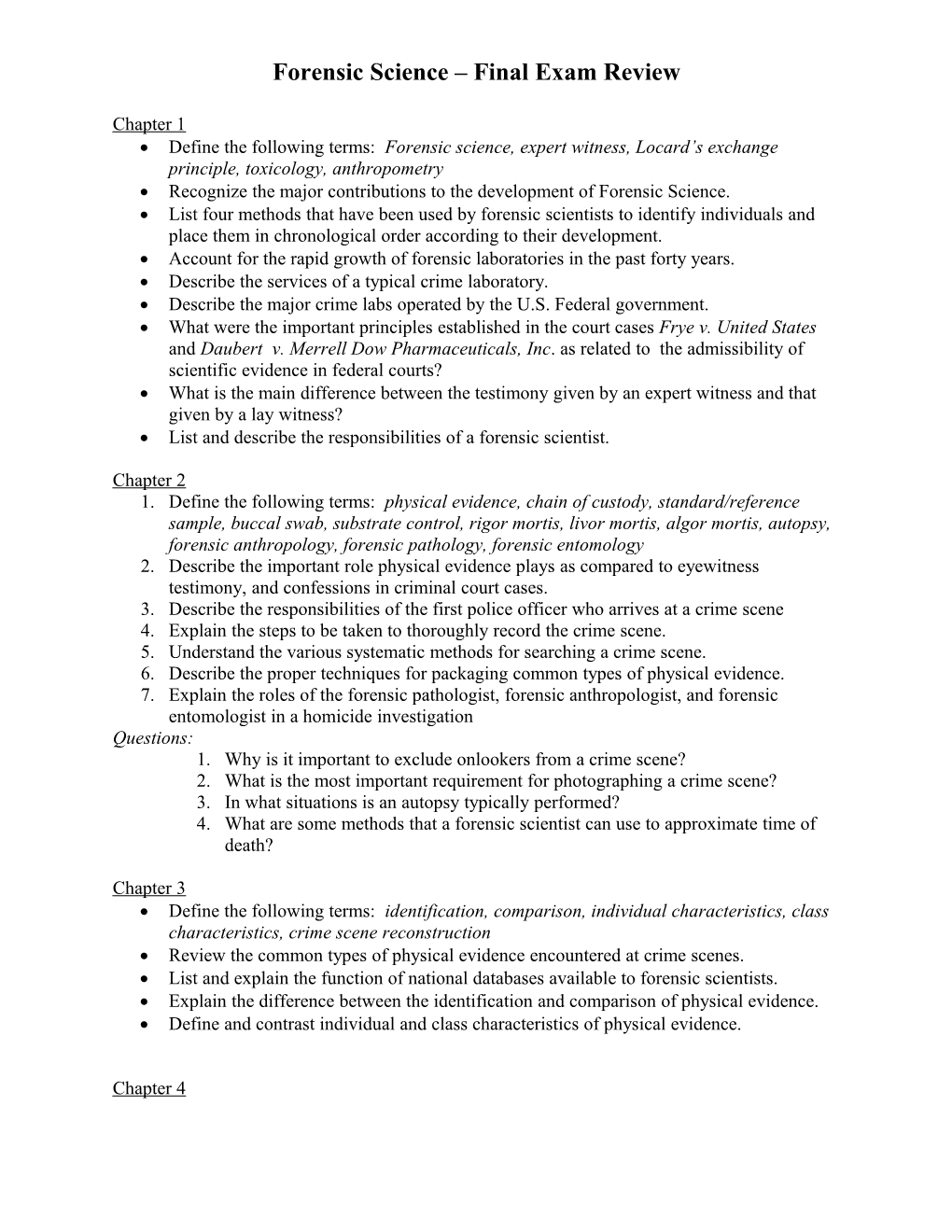 Forensic Science Final Exam Review